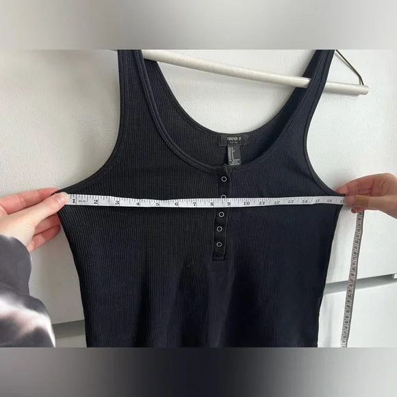 CLEARANCE Women’s Black Waffle Knit Tank Top - Picture 5 of 7